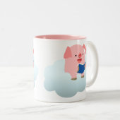 Cute Cartoon Pig Reader op Cloud Mok (Voorkant rechts)