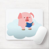 Cute Cartoon Pig Reader op Cloud Mousepad Muismat (Met muis)