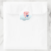 Cute Cartoon Pig Reader op Cloud Sticker (Tas)