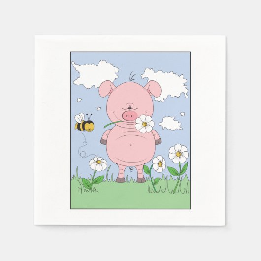 Cute Cartoon Pig Servet (Voorkant)