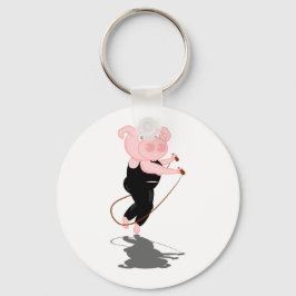 Cute Cartoon Pig Skipping Sleutelhanger