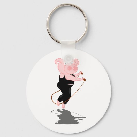 Cute Cartoon Pig Skipping Sleutelhanger (Voorkant)