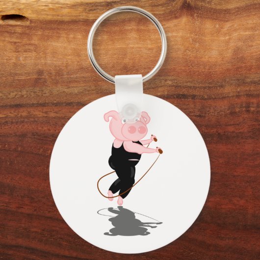 Cute Cartoon Pig Skipping Sleutelhanger (Voorkant)