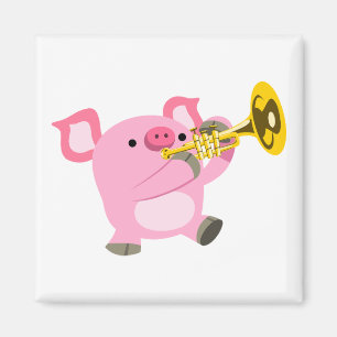 Cute Cartoon Pig-speeltrompet Magneet