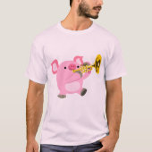 Cute Cartoon Pig-speeltrompet T-Shirt (Voorkant)