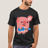 Cute Cartoon Pig-spelen Ukulele T-Shirt (Voorkant)