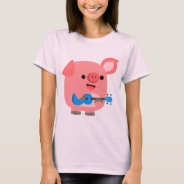 Cute Cartoon Pig-spellen Ukulele Women T-Shirt