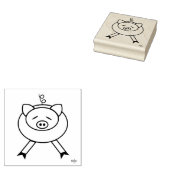 Cute Cartoon Pig Square Wood Art Stamp Rubberstempel (Gestempeld)