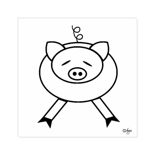 Cute Cartoon Pig Square Wood Art Stamp Rubberstempel (Afrduk)