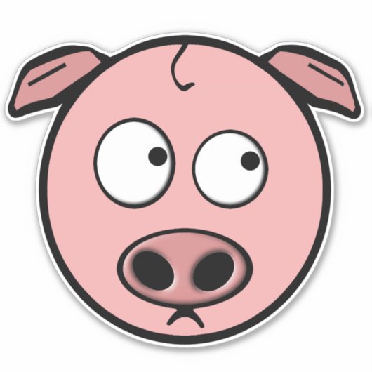 Cute Cartoon Pig Sticker (Voorkant)
