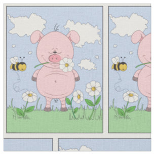 Cute Cartoon Pig Stof