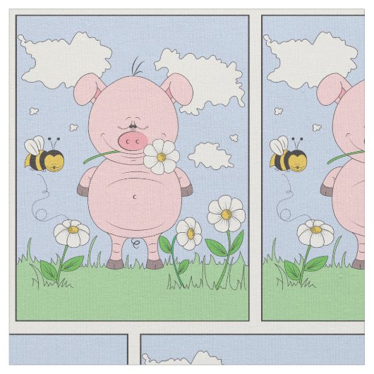 Cute Cartoon Pig Stof (Close Up)