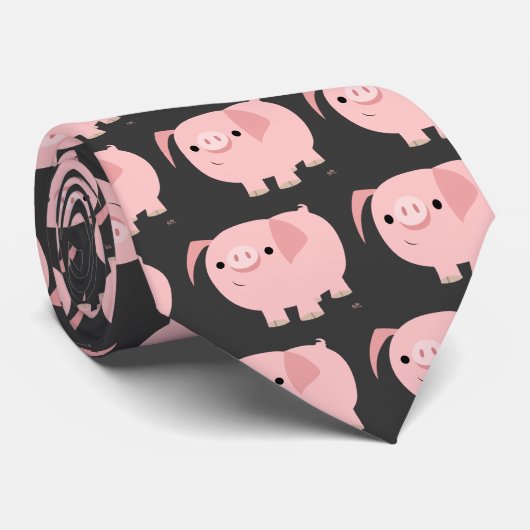 Cute Cartoon Pig Stropdas (Opgerold)