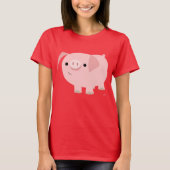 Cute Cartoon Pig Women T-Shirt (Voorkant)