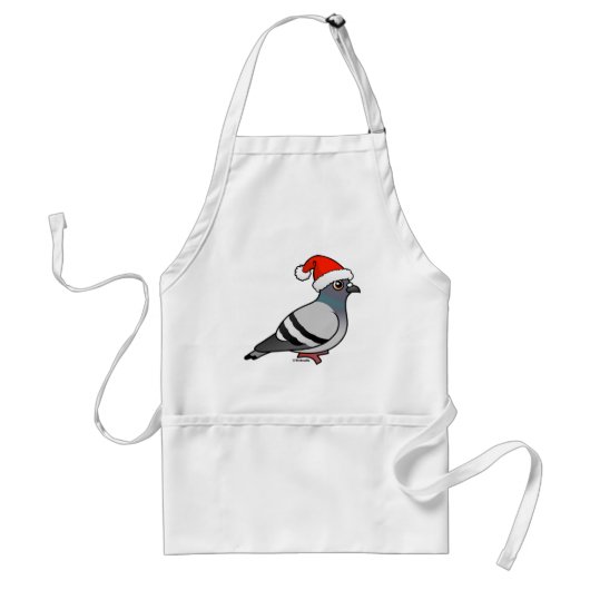 Cute Cartoon Pigeon Santa Standaard Schort (Voorkant)