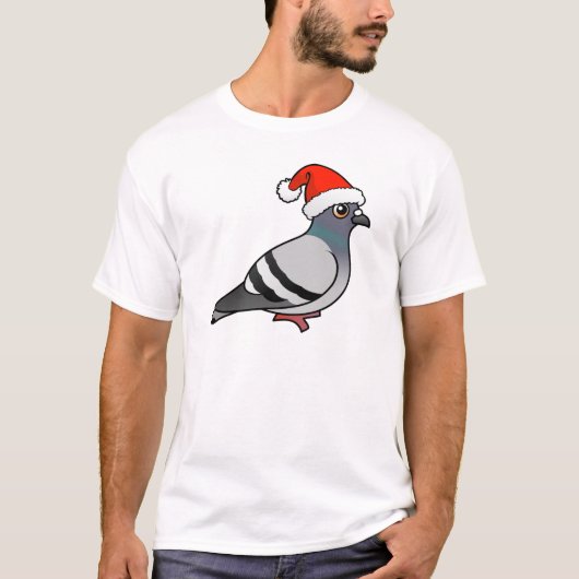 Cute Cartoon Pigeon Santa T-shirt (Voorkant)