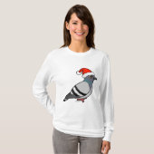 Cute Cartoon Pigeon Santa T-shirt (Voorkant volledig)