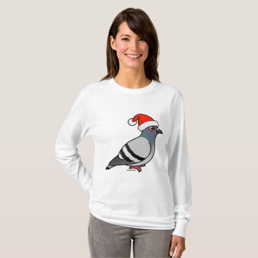 Cute Cartoon Pigeon Santa T-shirt (Voorkant volledig)