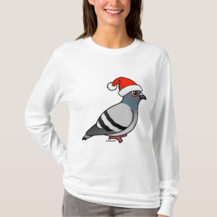 Cute Cartoon Pigeon Santa T-shirt