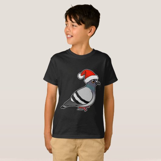 Cute Cartoon Pigeon Santa T-shirt (Voorkant volledig)
