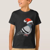 Cute Cartoon Pigeon Santa T-shirt (Voorkant)