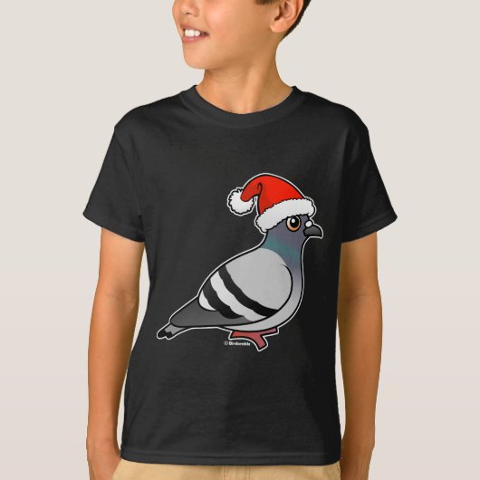 Cute Cartoon Pigeon Santa T-shirt (Voorkant)