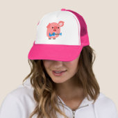 Cute Cartoon Pig'play Ukulele Trucker Hat Pet (In situ)