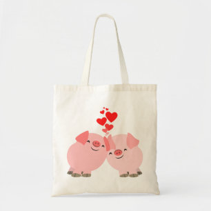 Cute Cartoon Pigs in Love Bag Tote Bag