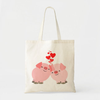 Cute Cartoon Pigs in Love Bag Tote Bag