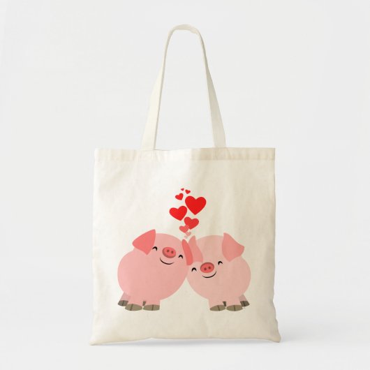 Cute Cartoon Pigs in Love Bag Tote Bag (Voorkant)