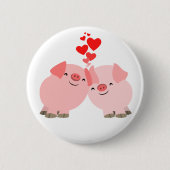 Cute Cartoon Pigs in Love Button Badge (Voorkant)