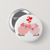 Cute Cartoon Pigs in Love Button Badge (Voorkant /achterkant)