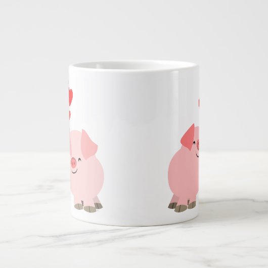Cute Cartoon Pigs in Love Jumbo Mok (Voorkant)