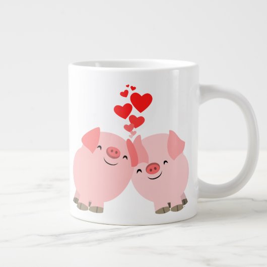 Cute Cartoon Pigs in Love Jumbo Mok (Rechts)