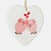 Cute Cartoon Pigs in Love Ornament (Rechts)