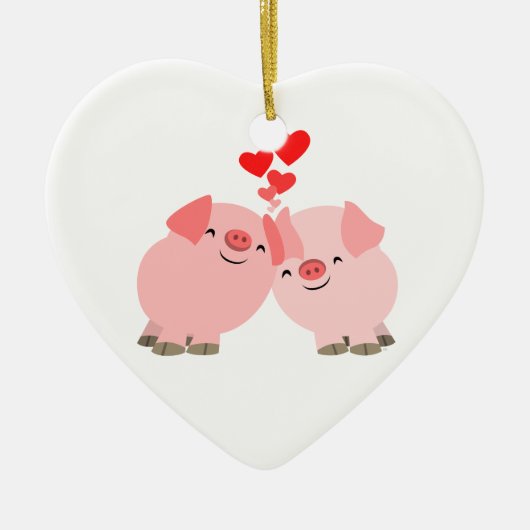 Cute Cartoon Pigs in Love Ornament (Voorkant)