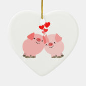 Cute Cartoon Pigs in Love Ornament (Achterkant)