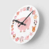 Cute Cartoon Pigs Mandala Clock Ronde Klok (Hoek)