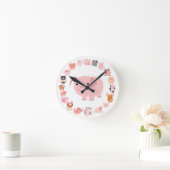Cute Cartoon Pigs Mandala Clock Ronde Klok (Huis)
