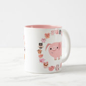 Cute Cartoon Pigs Mandala Mok (Voorkant rechts)