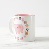 Cute Cartoon Pigs Mandala Mok (Voorkant links)