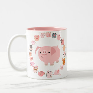 Cute Cartoon Pigs Mandala Mok