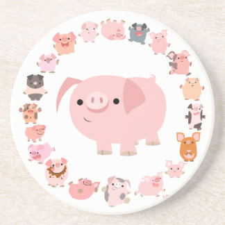 Cute Cartoon Pigs Mandala Onderzetter