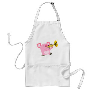 Cute Cartoon PigSpeling Trumpet Apron Standaard Schort