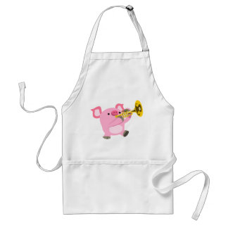 Cute Cartoon PigSpeling Trumpet Apron Standaard Schort