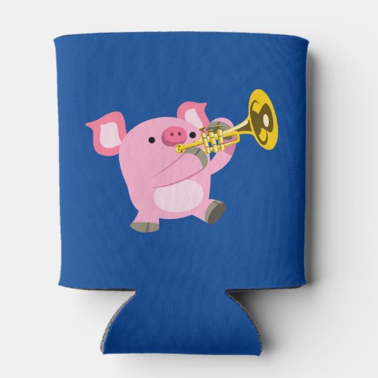 Cute Cartoon PigSpeling Trumpet Koelbox Blikjeskoeler (Achterkant)