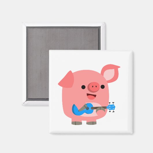 Cute Cartoon PigSpeling Ukulele Magnet (Voorkant / Achterkant)