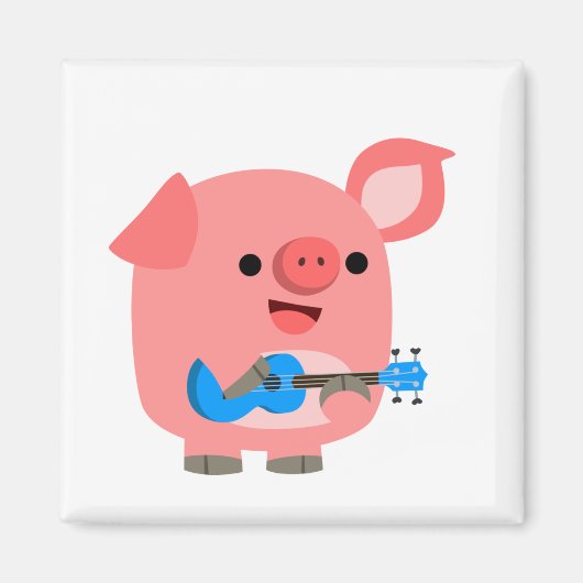 Cute Cartoon PigSpeling Ukulele Magnet (Voorkant)