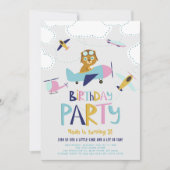 Cute Cartoon Pilot Beer Kids Birthday Party Kaart (Voorkant)