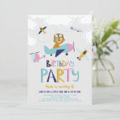 Cute Cartoon Pilot Beer Kids Birthday Party Kaart (Staand voorkant)